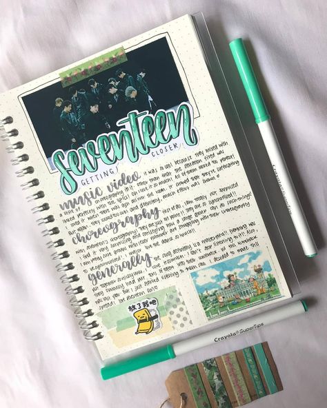 Seventeen Doodle Art, Seventeen Journal Ideas, Seventeen Journal, Drama Journal, Kpop Journaling, Pc Ideas, Diary Design, Kpop Ideas, Aesthetic Notes