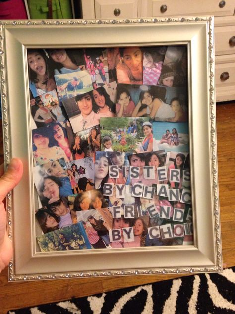 Frame pictures of me && my sister .. Picture Frame Scrapbook, Sister Diy Gifts Birthday, Gift Ideas For Your Sister, Big Frame Ideas, Best Friend Picture Frame Ideas, Birthday Presents For Sister, 18th Birthday Present Ideas, Sister Picture Frames, Best Friend Picture Frames