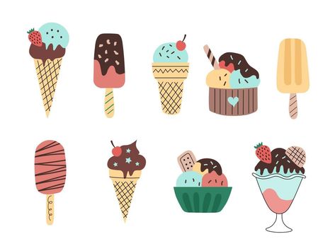 Cute Vector Illustration, Ice Cream Waffle, Types Of Ice Cream, Types Of Ice, Ice Cream Waffle Cone, Cute Vector, Waffle Cone, Waffle Cones, In A Jar