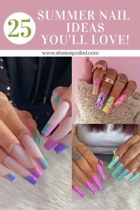 25 Summer Nail Ideas You’ll Love Summer Nail Ideas Acrylic Coffin, Summer Coffin Nail Ideas, Coffin Nail Ideas, Summer Nail Inspiration, Summer Nail Ideas, Hip Hip Hooray, Acrylic Coffin, Long Acrylic, Hip Hip