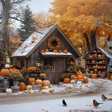 Fall Pumpkin Cottage Snowy Garden Backdrop RR7-263 – Dbackdrop Summer Ambience, Snowy Garden, Pumpkin Cottage, Garden Backdrop, Back To School Photography, Fall Backdrops, Fall Cottage, Backdrop Stands, Garden Backdrops