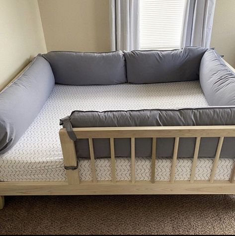 Bed Bumper, Toddler Floor Bed, Bed Rails For Toddlers, Rock Bed, Kids Bed Frames, Montessori Bed, Kids Armchair, Bed Bumpers, Bed Floor