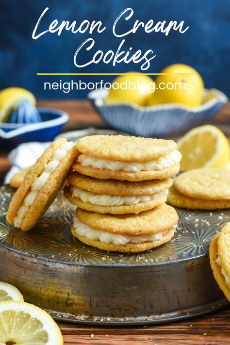 Polish Lemon Sandwich Tea Cookies, Spring Cookies Recipes, Sandwich Cookies Recipes, Sandwich Cookie Recipes, Lemon Sandwich Cookies, Lemon Sandwich, Cream Filled Cookies, Sandwich Cookies Filling, Cookie Sandwich Recipes