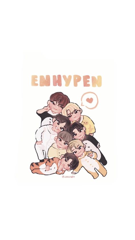 Enhypen Group Photo Cartoon, Enhypen Chibi Ot7, Enhypen Cartoon Cute Wallpaper, Enhypen Chibi Wallpaper, Enhypen Animated Wallpaper, Enhypen Art Wallpaper, Enhypen Cute Drawing, Enhypen Fanart Wallpaper, Enhypen Animal Characters