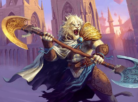 Mtg Fanart, Ajani Goldmane, Elder Scrolls Art, D D Character Ideas, Mtg Art, Male Lion, Fantasy Warrior, Khalid, Magic The Gathering