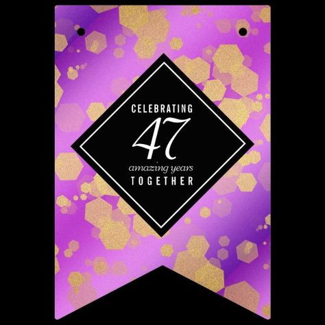 Elegant 47th Amethyst Wedding Anniversary Bunting Flags 6th Wedding Anniversary, Amethyst Wedding, Wedding Bunting, Party Bunting, Bunting Flags, Wedding Confetti, Bunting Banner, Free Birthday Invitations, Free Birthday Invitation Templates