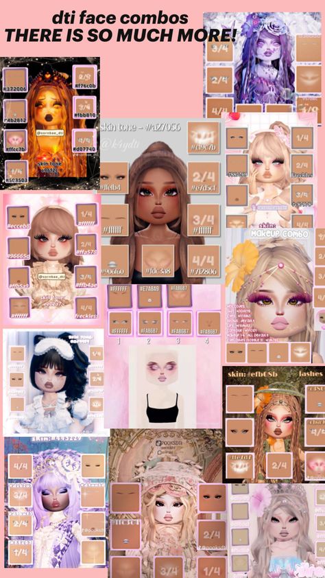 do you have custom makeup in dti and are bad at making faces or just want more faces? this is for you! just some nice face combos!!! Fancy Dress Code, Toro Inoue, Nice Face, Custom Makeup, Adorable Homes Game, Aesthetic Roblox Royale High Outfits, Model Outfit, Baddie Outfits Ideas, Combo Dress