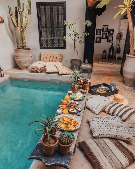 Tara Milk Tea sur Instagram : What’s your favourite meal of the day? Mine’s dessert, but I’ll gladly settle for breakfast, lunch & dinner too. Tara Milk Tea, Indoor Swimming, Boho Interior, Boho Home, Pool Designs, Home Look, Malaga, تصميم داخلي, Future House