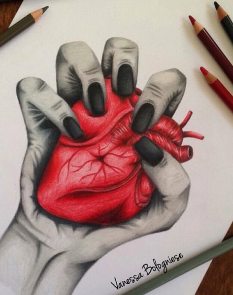 Half Pencil Half Color Drawing, Heart Artwork Creative, Art Pencil Color Drawings, Real Heart Sketch, Heart Drawing Aesthetic, Rose Painting Watercolor, Pencil Color Drawing, Colored Pencil Artwork Ideas, Fast Sketch