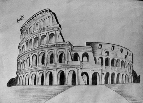 Colosseum Drawing Sketch, Colosseum Drawing, History Sketches, Gothic Architecture Drawing, Architecture Drawing Sketchbooks, Swans Art, Architect Drawing, Galaxies Wallpaper, Interior Design Drawings