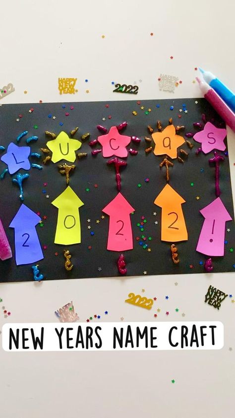 January Preschool Crafts, School Age Crafts, Fireworks Craft For Kids, New Year's Eve Crafts, Kids Craft Ideas, Paper Crafting Ideas, Paper Mache Projects, Mache Art, New Years Activities