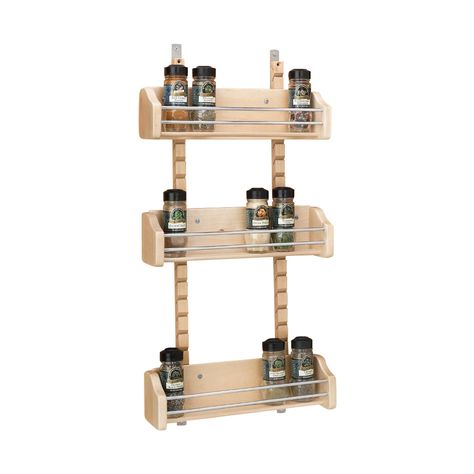 Shop Rev-A-Shelf  4ASR Adjustable Spice Rack at Lowe's Canada. Find our selection of cabinet organization at the lowest price guaranteed with price match + 10% off. Cabinet Door Spice Rack, Door Mounted Spice Rack, Kitchen Cabinet Storage Solutions, Corner Cabinet Organization, Door Spice Rack, Floating Shelf Hardware, Cabinet Storage Solutions, Wood Spice Rack, Wood Range Hood