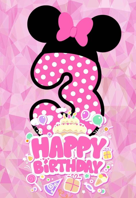 Minnie Mouse 3rd Birthday, Minnie Mouse Printables, Printable Birthday Cards, Free Printable Birthday Cards, Minnie Mouse Birthday Decorations, Girls 3rd Birthday, Old Birthday Cards, Minnie Mouse Images, Happy Birthday Cards Printable