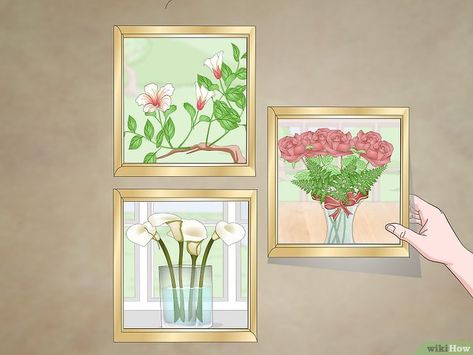 How to Arrange Three Pictures on a Wall: 12 Steps (with Pictures) Arrange 3 Pictures On The Wall, 3 Photos On Wall, Hanging 3 Pictures On The Wall, Wall Picture Arrangements, Picture Placement On Wall, Wall Picture Gallery, Picture Groupings, Picture Arrangements On Wall, Hanging Pictures On The Wall