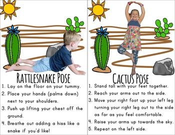 Desert  KIDS Yoga Cards and Printables Desert Math Activities Preschool, Preschool Desert Theme, Desert Animals Activities, Desert Yoga, Physical Activities For Preschoolers, Kiddie Academy, Yoga Teaching, Summer Themes, Animal Activities For Kids