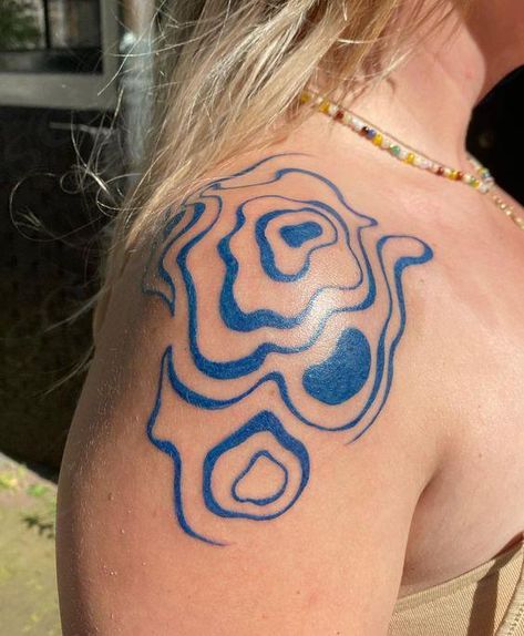 Body Tattoo Designs For Women, Tattoo Ideas Blue Ink, Different Style Tattoos, Blue Back Tattoo, Tattoo Ideas Designs, Into The Mystic Tattoo, Tattoo Blue Ink, Blue Snake Tattoo, Blue Tattoos For Women