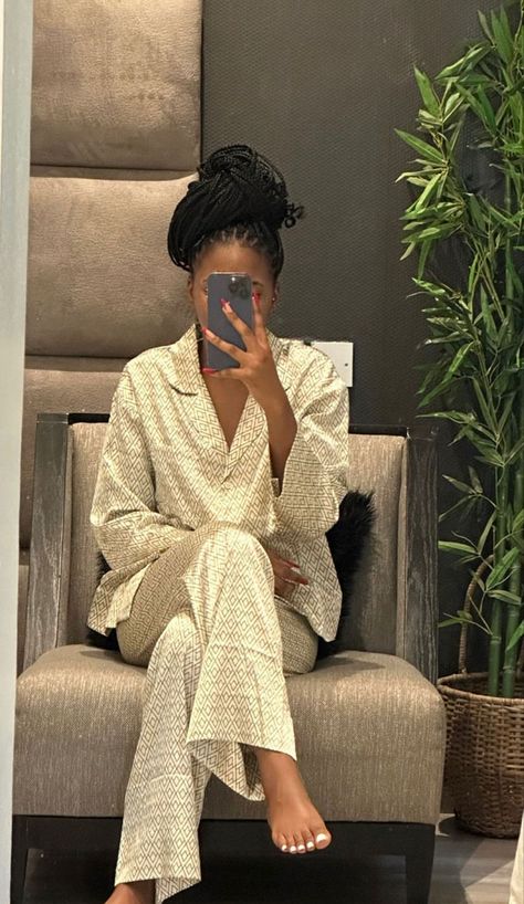 Elegant Lounge Outfit, Black Women Pajamas, Black Women Lounge Wear, African Loungewear, Elegant Loungewear Summer, Loungewear Black Women, Homebody Outfit, Lulama Wolf, Homebody Aesthetic