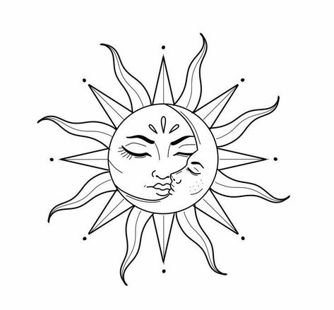 Tom Philips, Tattoo Peito, Luna Tattoo, Sun And Moon Design, Moon Sun Tattoo, Back Of Neck Tattoo, Diy Pottery Painting, Magic Tattoo, Sun And Moon Drawings