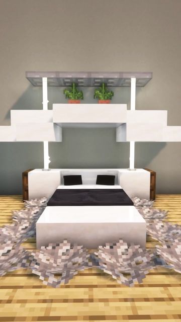 BeeSafe on Instagram: "Minecraft Modern Bed Design 🤩 • Follow @beesafe_minecraft for more! #minecraft #minecraftbuilds #minecraftbuild #minecrafttutorial #minecraftjava #minecraftbedrock #minecraftbuilding #minecraftbuildings" Minecraft Interior Design Modern Bedroom, Minecraft White Room Ideas, Modern Bedroom Ideas Minecraft, Minecraft Modern Bed Ideas, Modern Minecraft Bedroom Design, How To Make A Minecraft Bed, Bed Design In Minecraft, Minecraft 4 Poster Bed, Beds In Minecraft Ideas