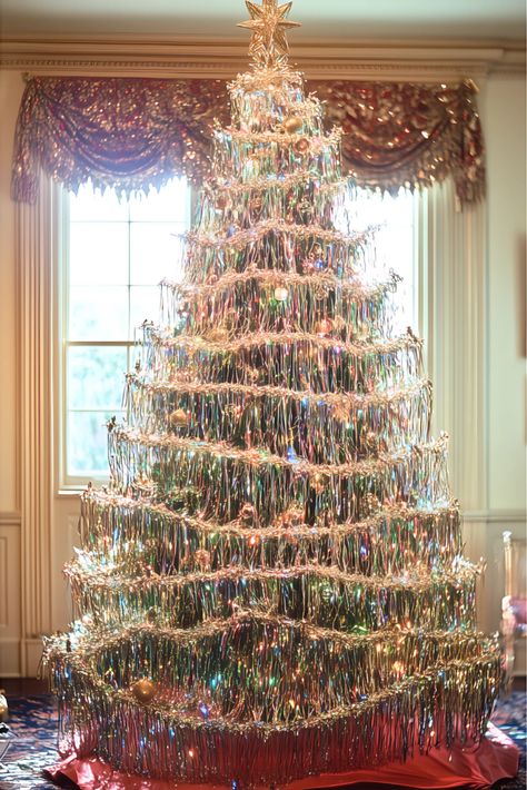 Best Christmas Trends For 2024 With Something For Everyone Tinsel Christmas Decorations, Tinsel Christmas Tree Decoration, 2024 Christmas Tree, Tinsel Tree Decorating Ideas, Christmas Tree Trends 2024, Christmas Trees 2024 Trends, Christmas Tree 2024 Trends, 2024 Christmas Tree Trends, 2024 Christmas Trends