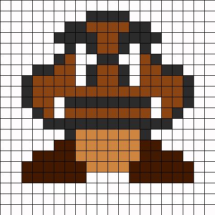 Goomba Perler Bead Pattern | Bead Sprites | Characters Fuse Bead Patterns Hama Mario, Perler Bead Mario, Perler Designs, Kandi Cuffs, Pixel Beads, Fuse Bead Patterns, Pony Bead Patterns, Pattern Maker, Pola Amigurumi