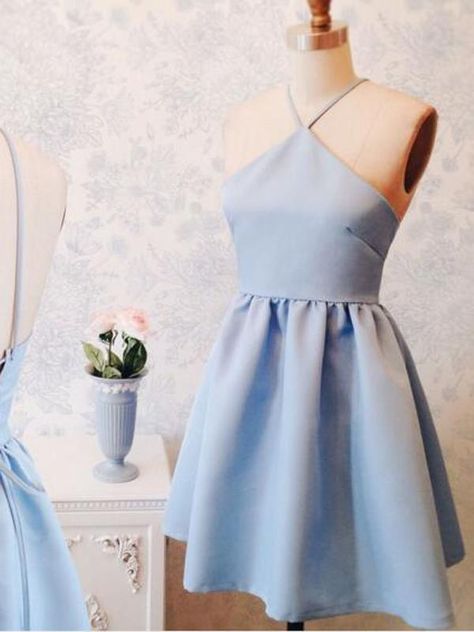 Halter Simple Cheap Blue Homecoing Dresses 2018, CM433 – SposaDresses Cheap Party, Cute Homecoming Dresses, Cheap Homecoming Dresses, Blue Homecoming Dresses, A Line Shorts, Short Homecoming Dress, Short Prom Dress, Short Prom, Homecoming Dresses Short