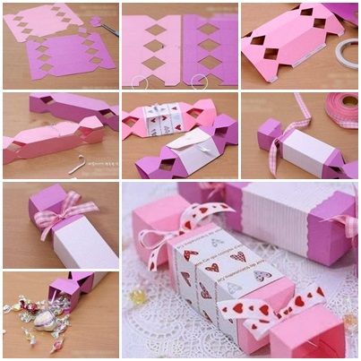 It’s a gift box! The candy shape is so cute, I love it. Origami Kutu, Homemade Valentines Gift, Small Gifts For Friends, Paper Candy, Origami Box, Cadeau Diy, Easy Diy Gifts, Paper Gift Box, Diy Candy