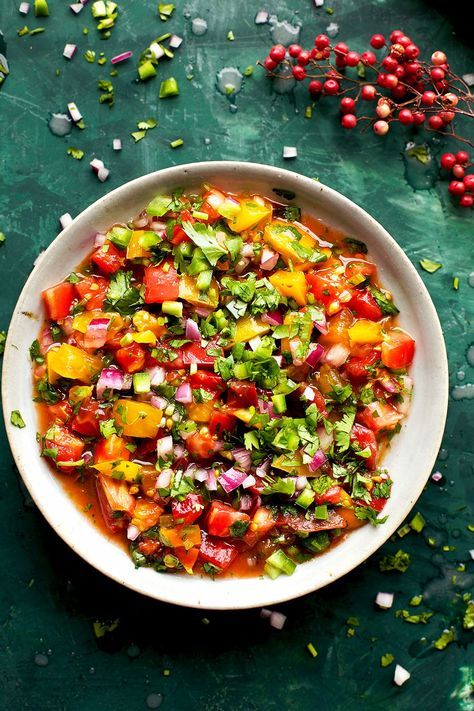 Salsa Photography, Heirloom Tomatoes Recipes, Pico De Galo Recipes, Pico De Galo With Cherry Tomatoes, Canned Pico De Gallo Recipe, Cabbage Pico De Gallo, Heirloom Tomato And Watermelon Salad, Heirloom Tomato Recipes, Spicy Pico De Gallo