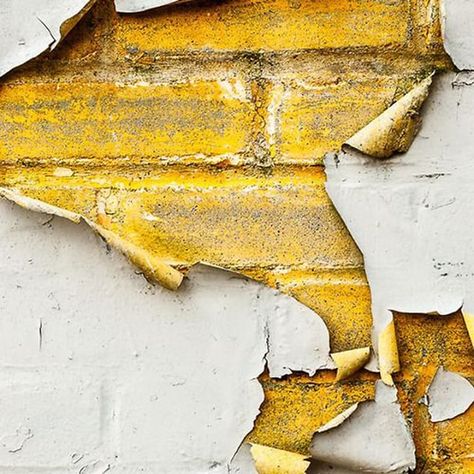 Paint falling off a yellow wall. #paint #peeling #brick Peeling Wall, High Contrast Photography, Contrast Photography, Chipped Paint, Camera Logo, Peeling Paint, Yellow Wallpaper, Foto Art, Yellow Aesthetic