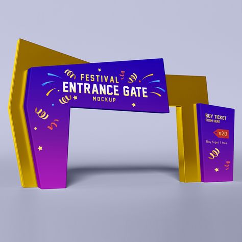 Free Exhibition Entrance Gate 3D Portal Mockup PSD Exhibition Entrance, Gate Event, Gate Designs, Entrance Gate, Free Mockup Templates, Entrance Gates, Mockup Templates, Gate Design, Mockup Free Psd