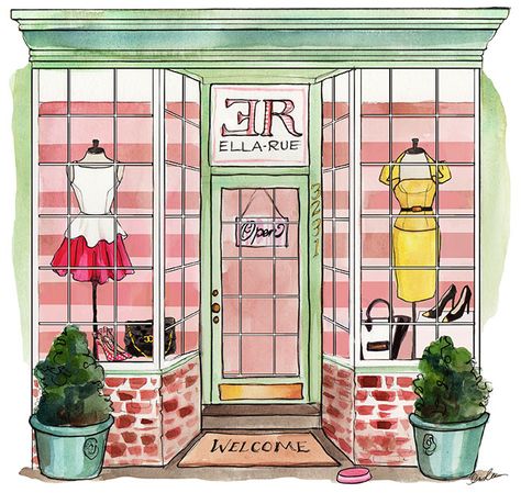 . Inslee Haynes, Shop Illustration, House Illustration, Paris Art, Arte Inspo, Travel Illustration, Fashion Art Illustration, English Class, Store Front