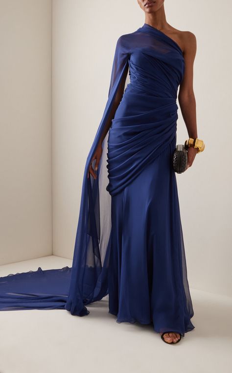 Blue Silk Dress Outfit, Silk Gown Styles, Navy Wedding Dresses, Opera Dresses, Gowns Western, Navy Wedding Dress, Unique Gowns, Goddess Dresses, Silk Dresses Outfit