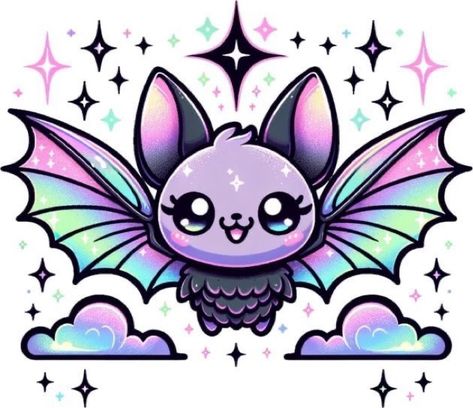 Cute T Shirt Designs For Women, Cute Goth Drawings, Pastel Goth Art Kawaii Creepy, Pastel Goth Drawing, Cute Goth Art, Bat Chibi, Cute Bat Art, Pastel Graphic Design, Cute Bat Tattoo