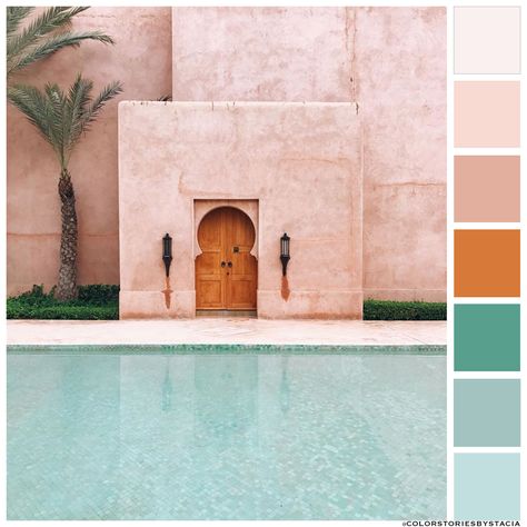 Baked peach and dusty aqua play perfectly against a touch of light mahogany in this Moroccan getaway! 🍑⁠ 📷: @sarahirenemurphy via @theperfecthideaway Morocco Travel, Cloud Strife, Marrakech Morocco, Pool Design, Design Exterior, Color Stories, Colour Schemes, Summer Travel, Travel Aesthetic