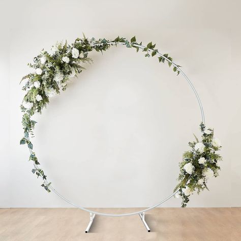 PRICES MAY VARY. 【CIRCLE BALLOON ARCH】: Size: 82inch. Made of high quality metal material, durable and can be used for a long time. 【VERY STABLE&EASY TO DISASSEMBLE】: Long sturdy double bar stand so it will not fall over.The exterior is painted, not easy to rust! This circle arch bow is also easy to disassemble into multiple parts, more convenient. 【PERFECT DECORATION】: Metal balloon arch is one of the most popular party decorations nowadays. Take a look at the arches on ins and tiktok,you can d Circle Balloon Arch, Simple Wedding Arch, Balloon Arch Stand, White Wedding Arch, Metal Wedding Arch, Wedding Hoop, Metal Wedding, Wedding Ceremony Arch, Garden Party Decorations