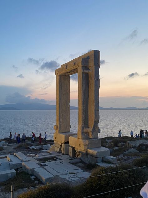 Greece Travel Aesthetic, Temple Of Apollo, Mediterranean Aesthetic, Naxos Greece, Naxos Island, Greek Island Hopping, Aesthetic Sunset, Greece Islands, Southern Europe