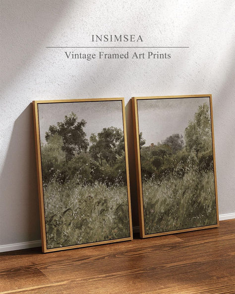 InSimSea Retro Countryside Landscape Framed Wall Art Set of 2, 16"X24" Large Rustic Wall Art Decorations, Vintage Grassland Paintings Farmhouse Wall Art Decor for Bathroom, Bedroom, office Decor Wall Above The Bed, Bedroom Art Prints Above Bed, Three Piece Wall Art Abstract, Over Bed Painting, Diy Vintage Landscape Painting, Picture Frames Above Bed, How To Paint Landscapes, Paintings Above Bed, Vintage Scenery Painting