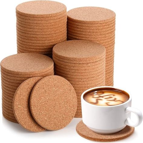 Lallisa 100 Pcs Cork Coasters for Drinks 3.5 Inches Thick Absorbent Cork Round Edge Coasters Bulk Heat Resistant Plain Coasters for Gifts Reusable Cork Circles for Wine Glass, Mug, Coffee Cup Crafts Coffee Cup Crafts, Coaster Projects, Cork Trivet, Bar Coasters, Cup Crafts, Glass Mug, Cork Coasters, Furniture Finishes, Mug Coffee