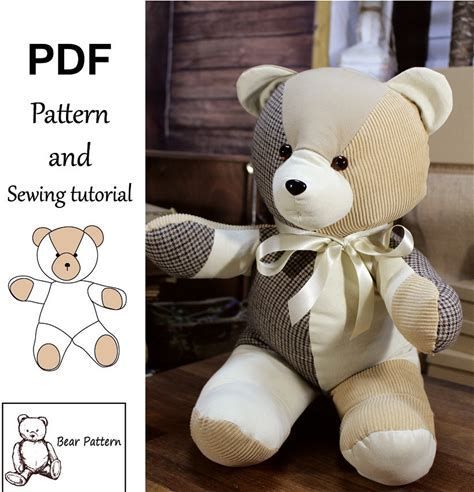 Memory Bear Pattern Free Printable T Shirt Bear Pattern, Sewn Teddy Bear Pattern, Memorial Bear Pattern Free, Memory Bear From Shirt Pattern Free, Easy Diy Stuffed Animals, Teddy Bear Patterns Free Sewing, Free Teddy Bear Pattern Sewing, Stuffed Bear Pattern Free, Memory Bears Pattern Free Printable