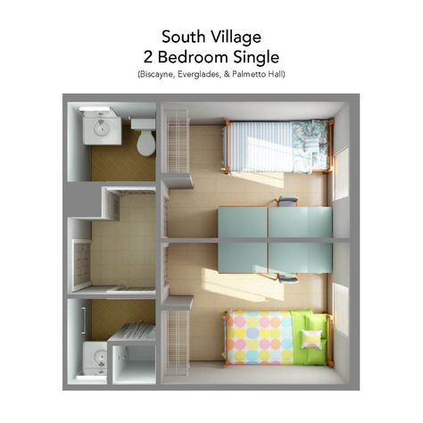 sovifloorplan-2bed-bisc/everg/palm Housing Floor Plans, Dorm Layout, Apartemen Studio, Dorm Room Layouts, Student Bedroom, Dormitory Room, Hostels Design, Hostel Room, Dorm Design