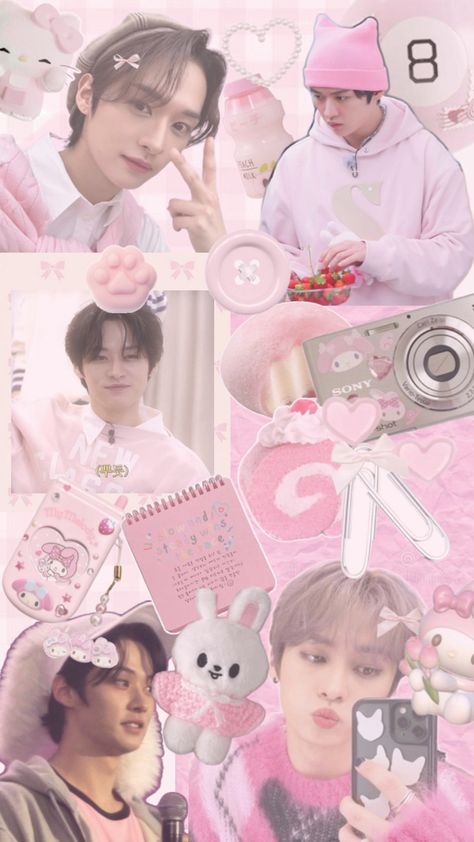 #leeknow #straykids #wallpaper #aesthetic #pink #lightpink Pink Lee Know, Straykids Wallpaper Aesthetic, Lee Know Wallpaper, Kids Collage, Straykids Wallpaper, Diy Photo Book, Cute Lockscreens, Silly Kids, Cocoppa Wallpaper