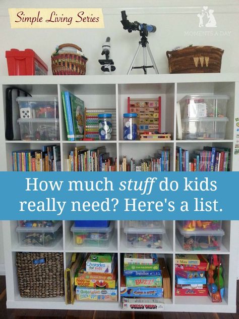 If you are wondering if your kids have too much stuff here is a list of the essentials Organize Life, Too Much Stuff, Minimalist Kids, Kids Room Organization, Organization Kids, Toy Rooms, Children's Toys, Toy Organization, Decor Minimalist