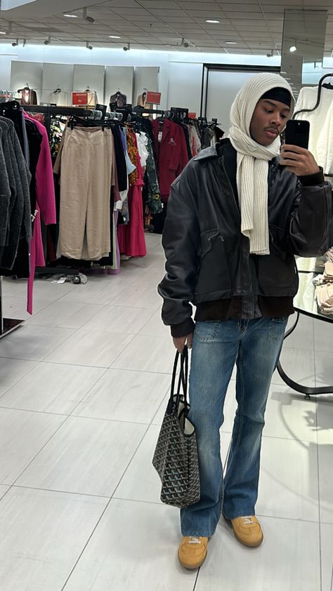 Asap Rocky Fits, Vintage Leather Jacket Outfits, Asap Rocky Outfits, Asap Rocky Fashion, Casual Look For Men, Leather Jacket Outfit, Winter Streetwear, Scarf Outfit, Asap Rocky