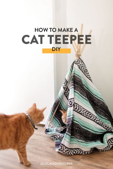 How to Make a DIY Cat Teepee Your Cats Will Absolutely Love // Local Adventurer #diy #petsdiy #catsdiy #cat #cats #localadventurer #catteepee Diy Jouet Pour Chat, Teepee Tutorial, Diy Cat Tent, Diy Tipi, Cat Habitat, Dog Teepee, Cat Teepee, Diy Chat, Pet Crafts