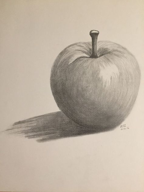 Apple Pencil Drawing, Apple Sketch, Easy Pencil Drawings, Drawing Apple, Fruit Sketch, Fruit Drawing, Shading Drawing, Fruits Drawing, Drawing Eyes