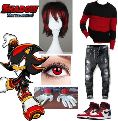 #Sonicthehedgehog #SonicShadow #Shadowthehedgehog #Cosplay #Outfits Shadow Outfit Sonic, Shadow Cosplay Sonic, Shadow The Hedgehog Outfit Ideas, Shadow The Hedgehog Inspired Outfit, Sonic Outfit Ideas, Shadow The Hedgehog Outfit, Sonic Inspired Outfits, Shadow The Hedgehog Cosplay, Shadow Cosplay