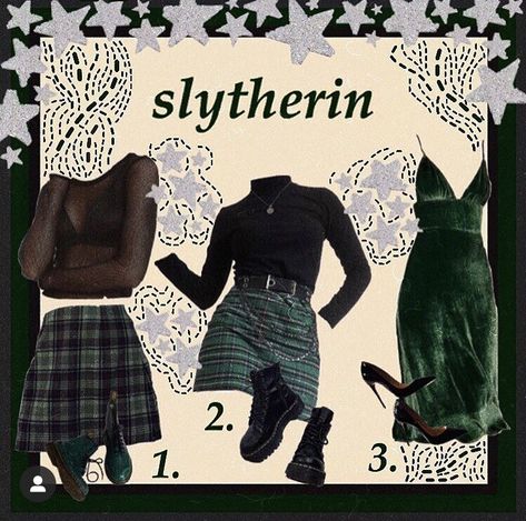 Slytherin Aesthetic Outfit, Maquillage Harry Potter, Slytherin Dress, Slytherin Clothes, Slytherin Outfit, Types Of Clothes, Slytherin Fashion, Hogwarts Outfits, Dark Academia Outfits