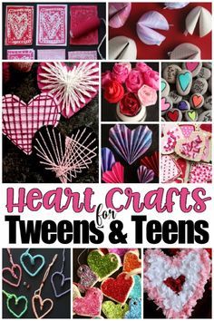 Tweens and teens will love these cool Valentines craft ideas! Paper roses, stone painting, print-making, string art and more! #HappyHooligans #Valentines #Crafts #Tweens #Teens #Elementary #ValentinesDay #Heart #Crafts #CraftsForKids #ValentinesCraftsForKids Galentines Crafts Teens, Valentines Day Class Art Project, Valentine’s Day Crafts For Teens, Valentine Crafts For Kids Elementary, Tea Decorations, Diy Valentine's Crafts, Library Makerspace, Valentine Paper Crafts, Valentine Art Projects