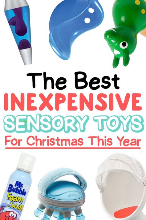 Your guide to the ultimate cheap sensory toys, perfect for Christmas and holiday gifts for kids of all ages. Inexpensive ideas for sensory stocking stuffers and toys that kids will love, as well as developmentally friendly toy ideas that will help with learning, play, and sensory processing. Toys For Christmas, Sensory Seeker, Sensory Diet, Toy Ideas, Stocking Stuffers For Kids, Sensory Processing Disorder, Foam Soap, Sensory Processing, Sensory Activities