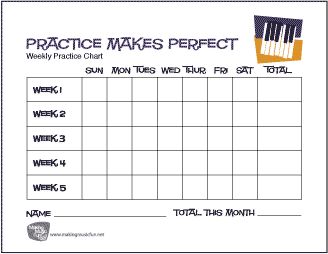 Free Music Practice Charts for Kids | MakingMusicFun.net Violin Practice Chart, Music Practice Chart, Piano Chart, Piano Practice Chart, Violin Practice, Keyboard Lessons, Online Piano Lessons, Blues Piano, Piano Practice